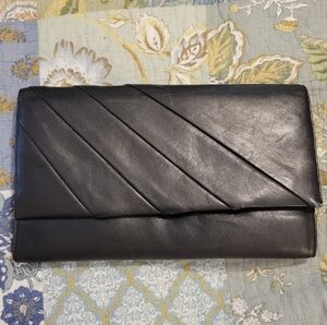 Ande | Vintage Black Leather Foldover Clutch